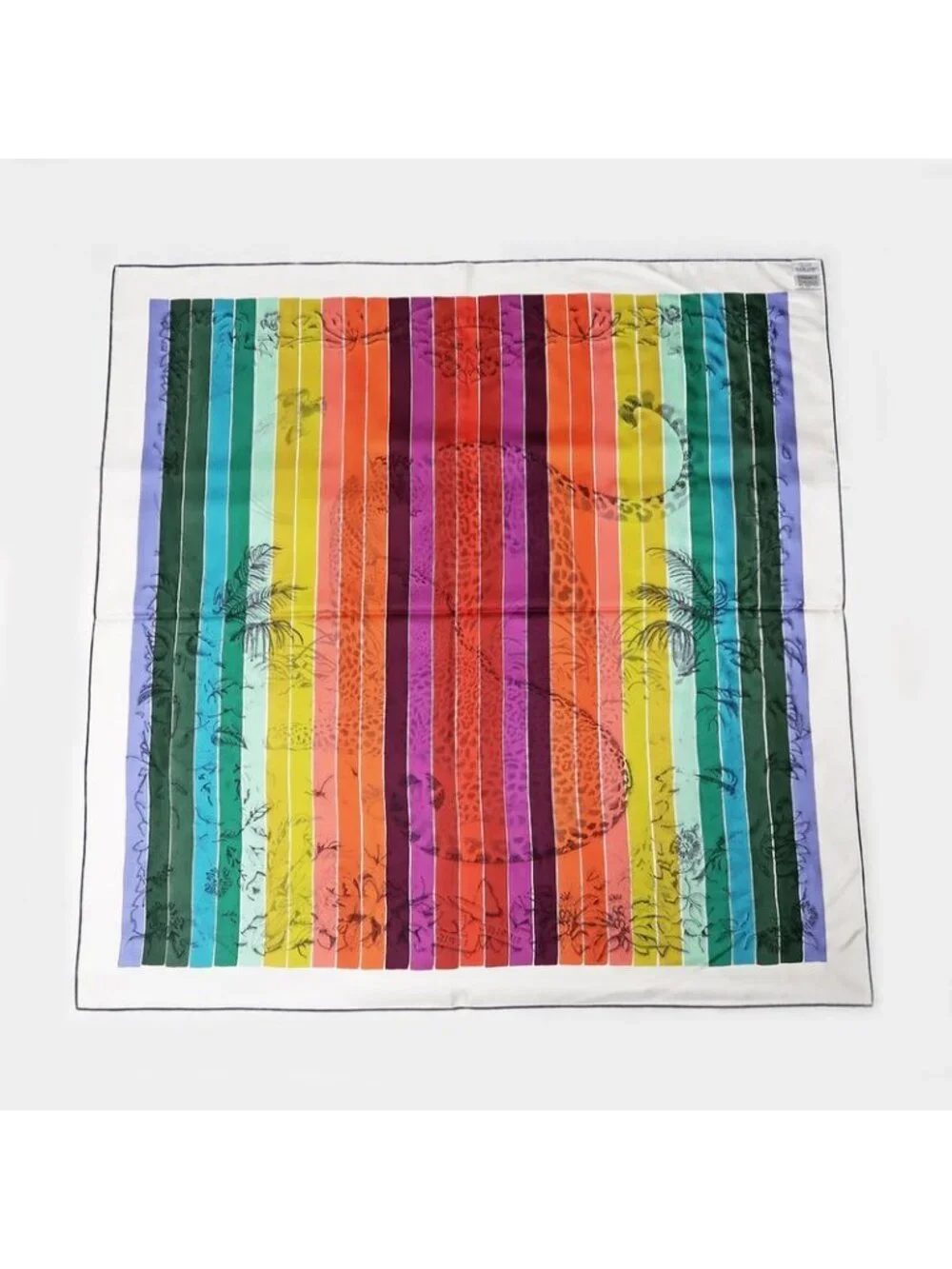 Hermes Carre 90 Scarf Jungle Love Rainbow 100% Silk Multicolor Bead - Picture 2 of 10